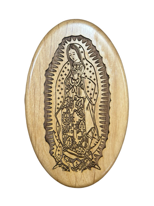 Our Lady of Guadalupe Oval Wood Carved Image