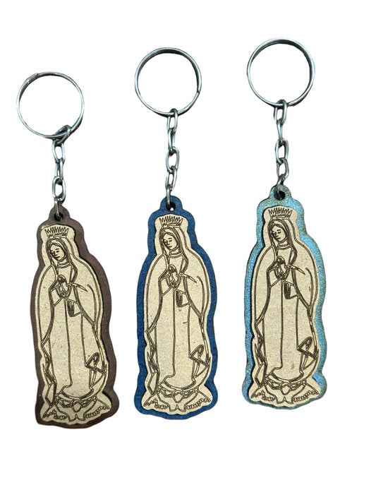 Wooden Our Lady of Guadalupe Keychain