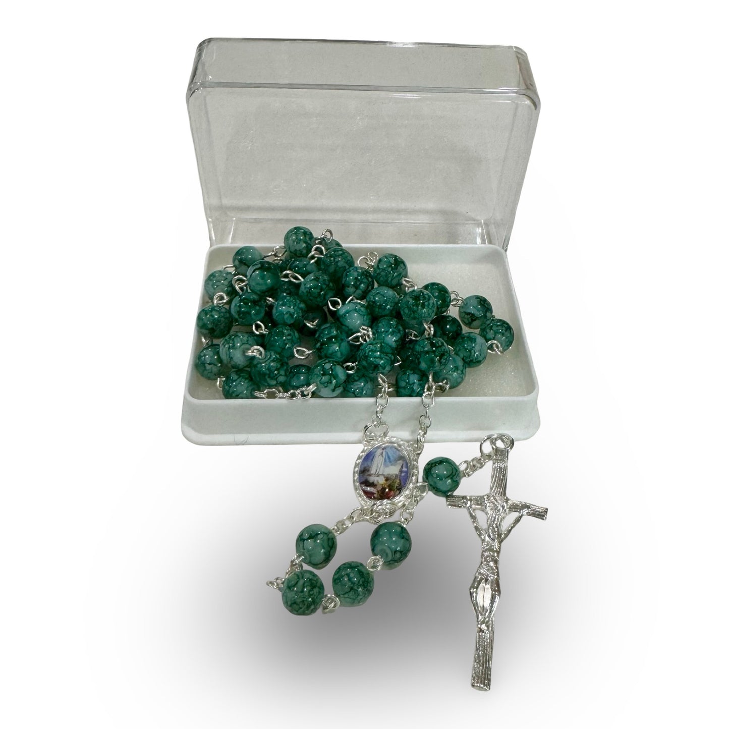 Marbled Fatima Rosary with Papal Crucifix
