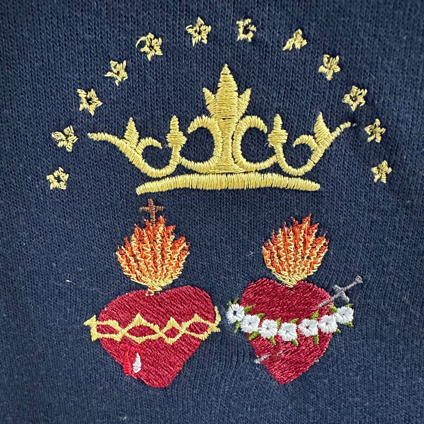 Two Hearts Embroidered Zip-up Sweater by SCTJM