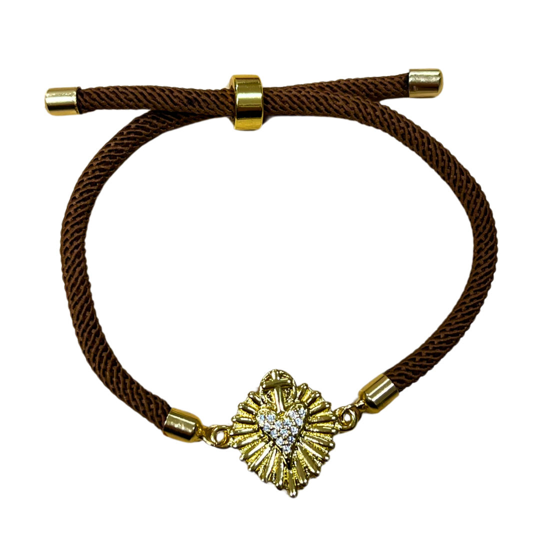 Sacred Heart Rope Bracelet of Assorted Colors