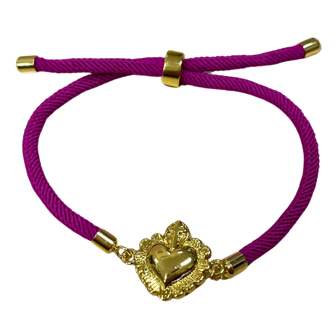 Sacred Heart Rope Bracelet of Assorted Colors