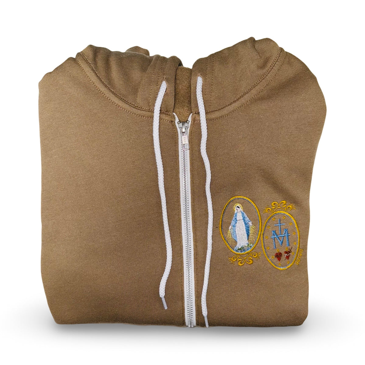 Miraculous Medal Embroidered Zip-up Sweater by SCTJM