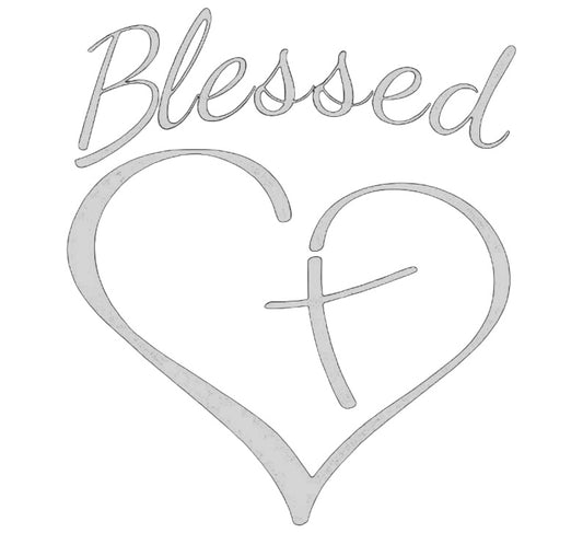 White Blessed Heart Sticker