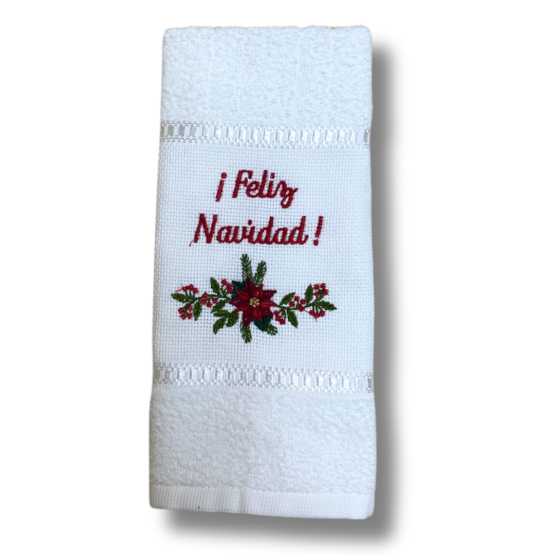 "Feliz Navidad" Embroidered Hand Towel