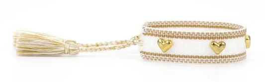 Woven Stud Heart Adjustable Bracelet