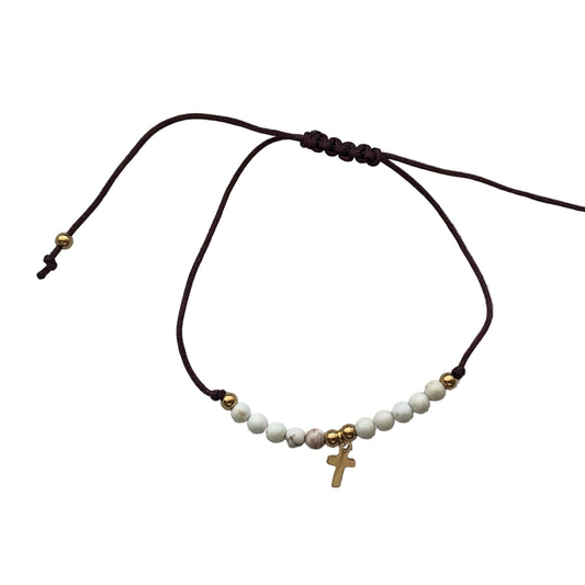 Marble Cross Decade Rosary Bracelet