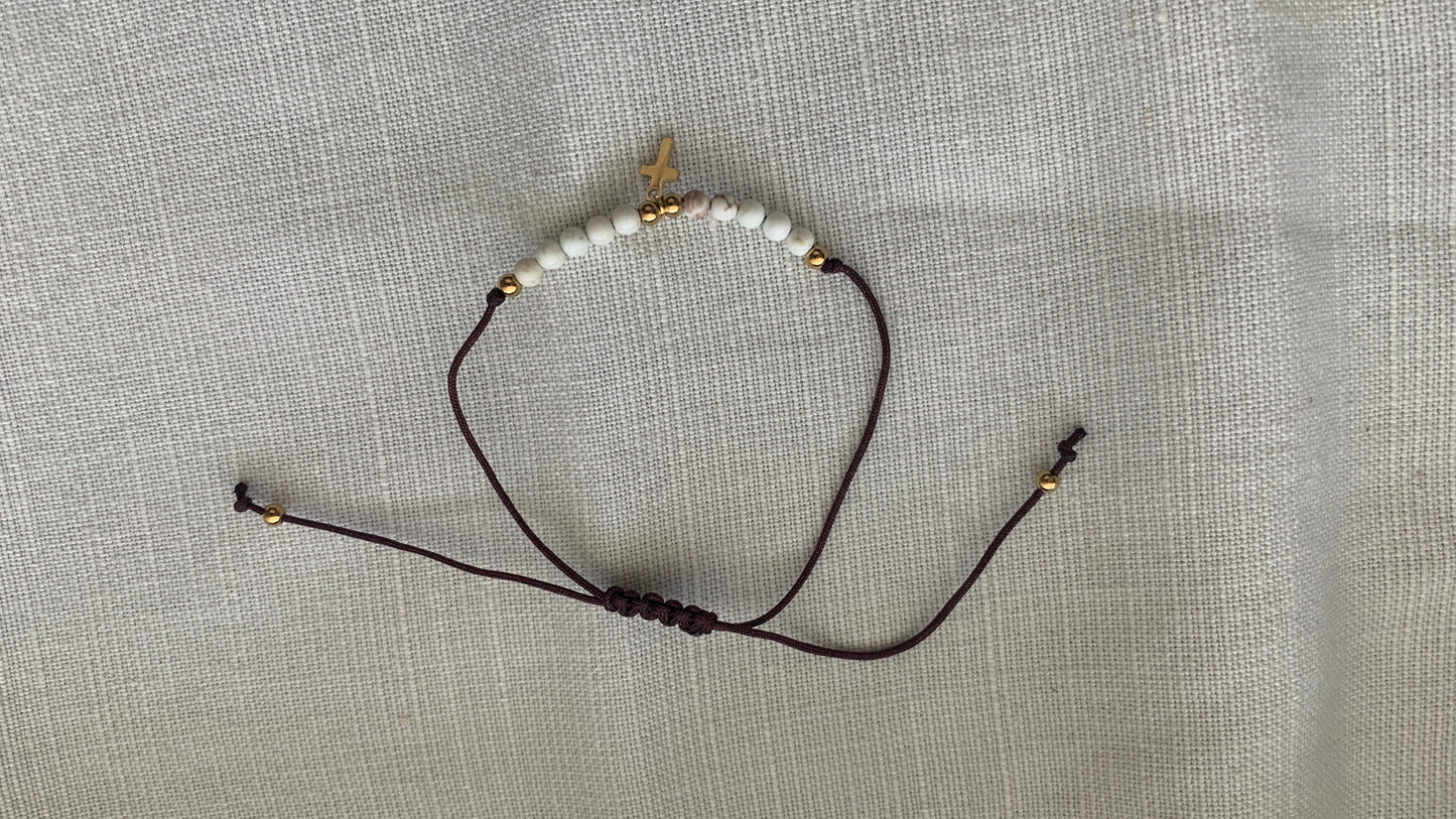 Marble Cross Decade Rosary Bracelet