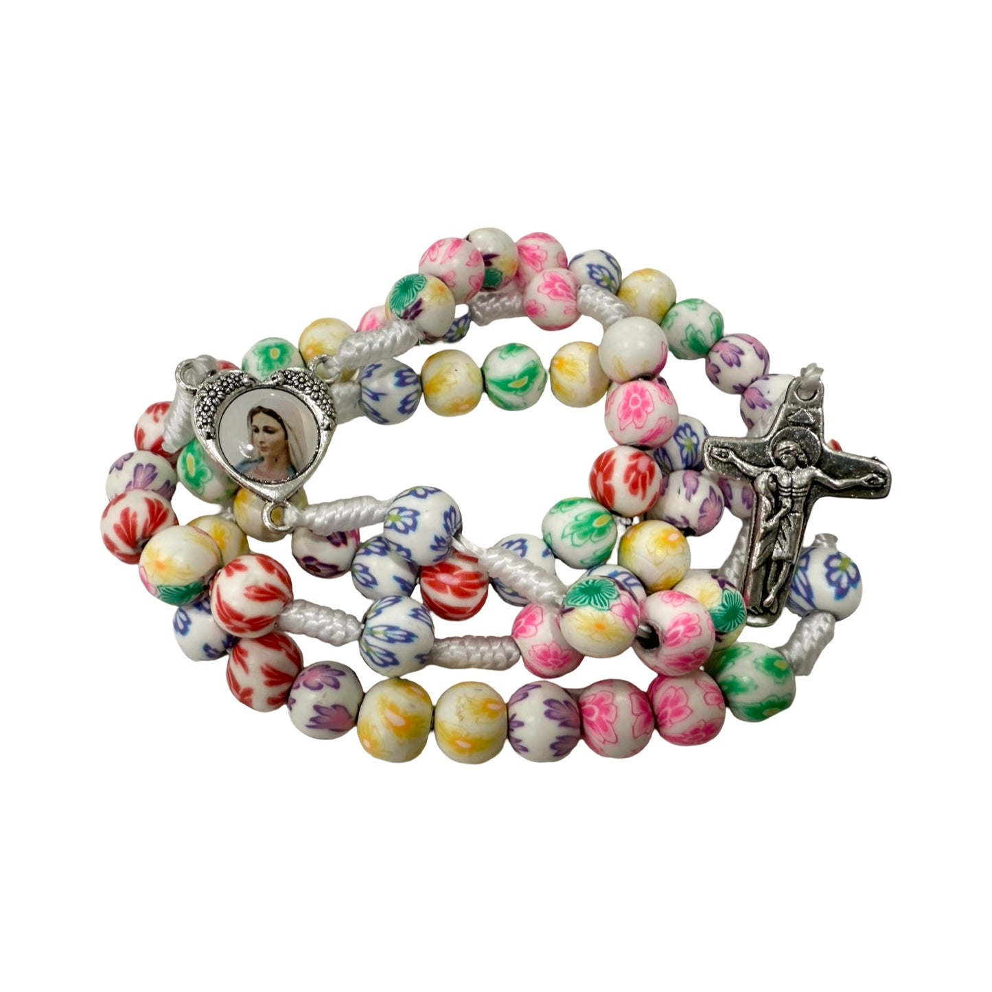 Queen of Peace FIMO Rosary of Assorted Colors Medjugorje