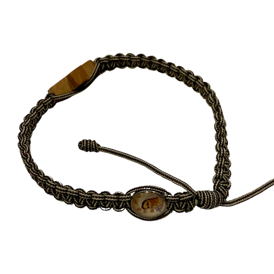 Braided Cord Bracelet with Wooden Cross