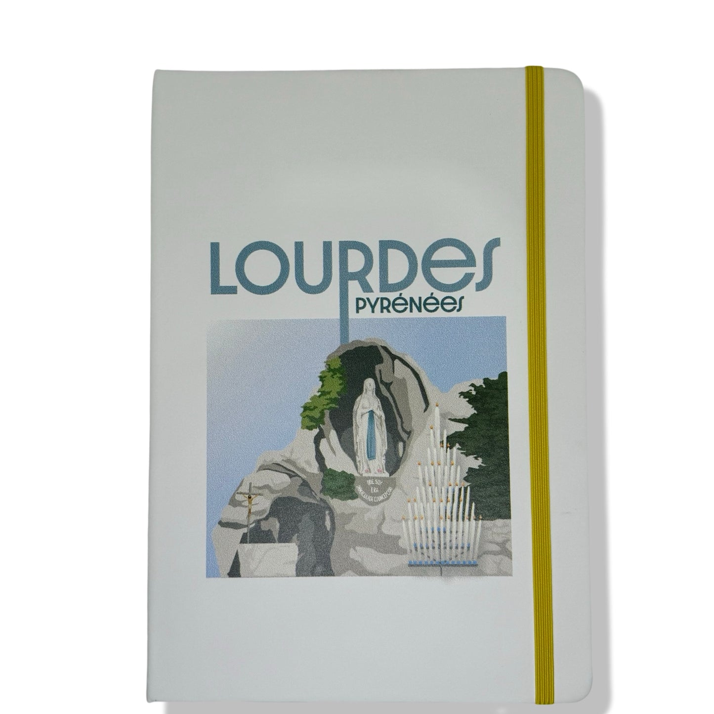 White Lourdes Notebook with Ribbon of Assorted Colors