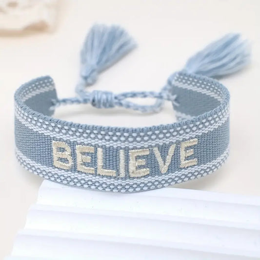 "Believe" Woven Adjustable Bracelet