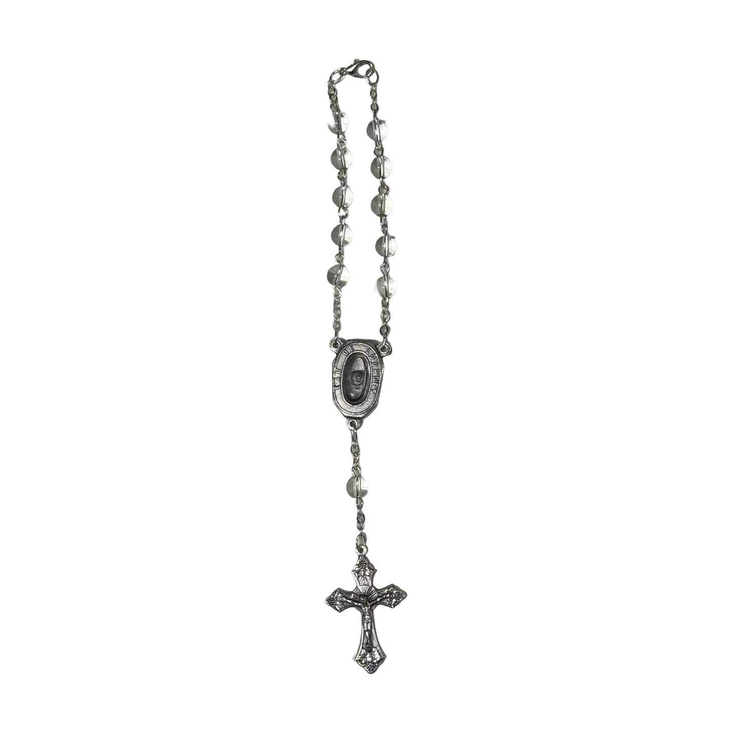 Crystal Lourdes Decade Rosary with Water