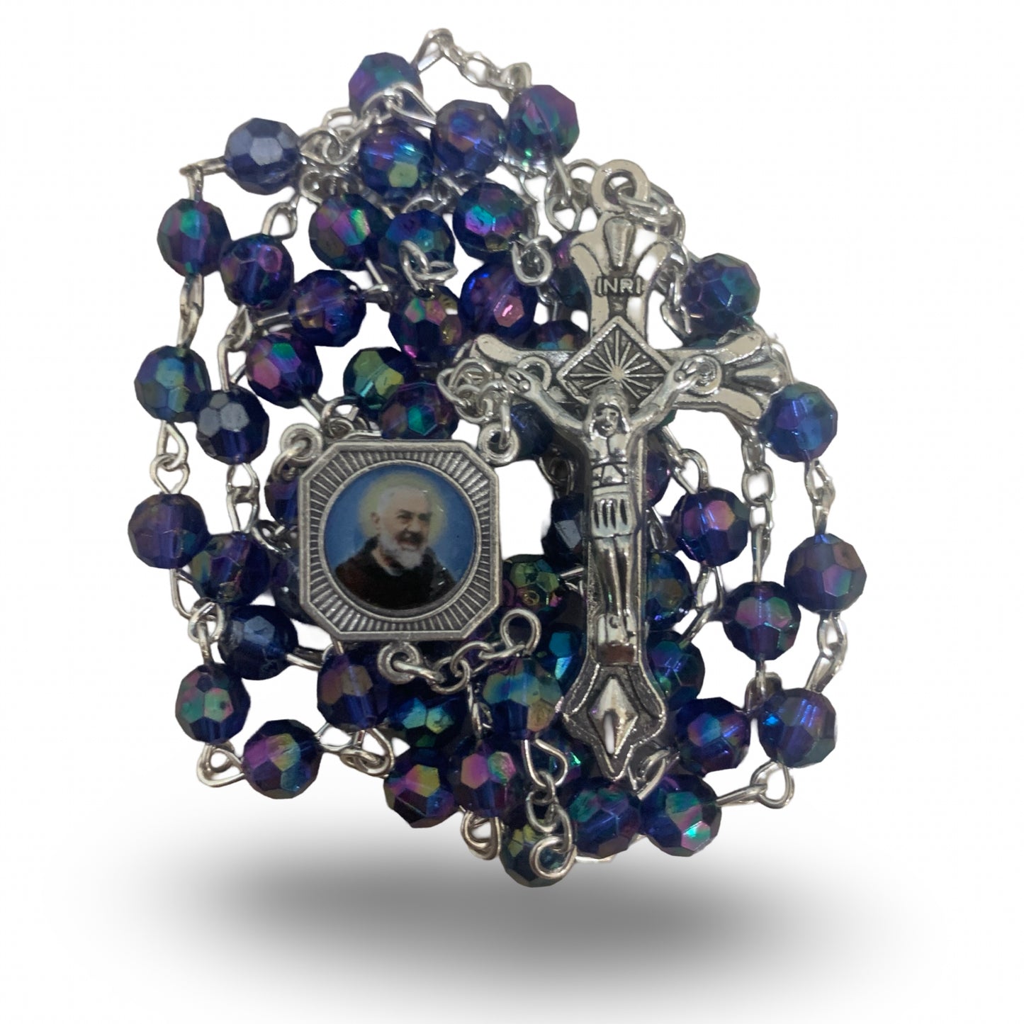 Crystal Padre Pio Rosary of Assorted Colors