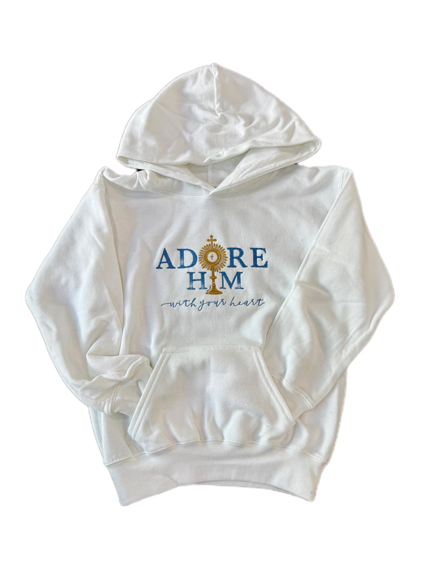 "Adore Him With Your Heart" Embroidered Hoodies for Kids by SCTJM