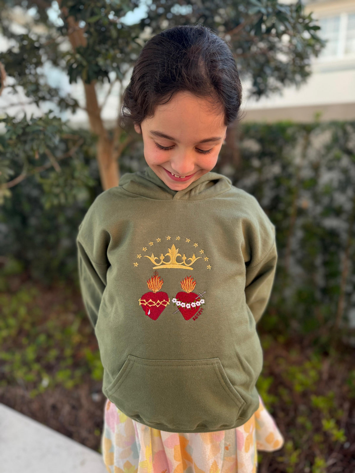 Two Hearts Embroidered Hoodies for Kids by SCTJM