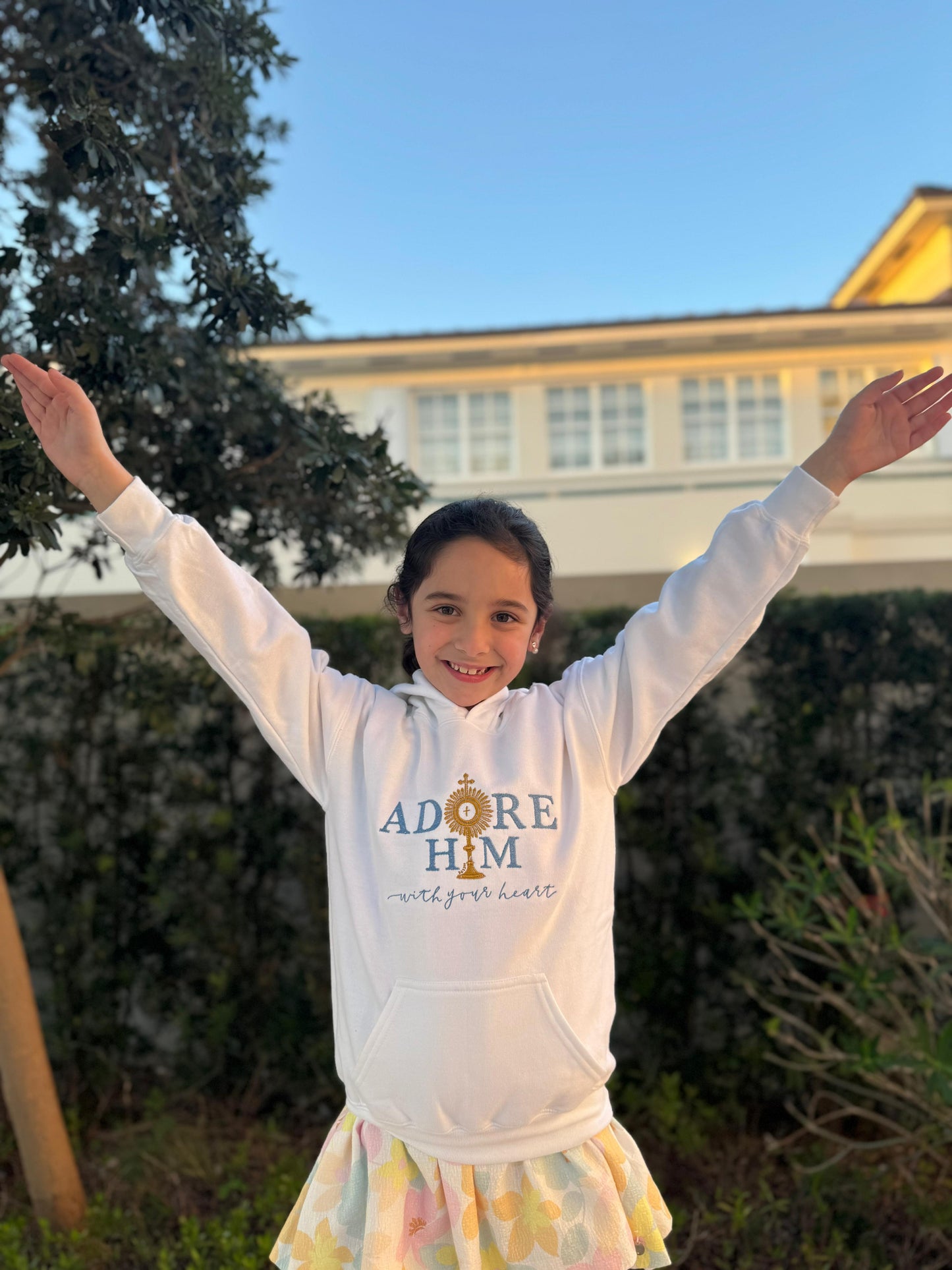 "Adore Him With Your Heart" Embroidered Hoodies for Kids by SCTJM