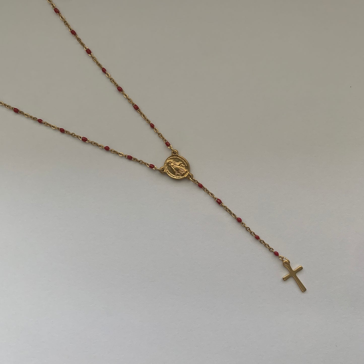 Gold Miraculous Medal Rosary Necklace