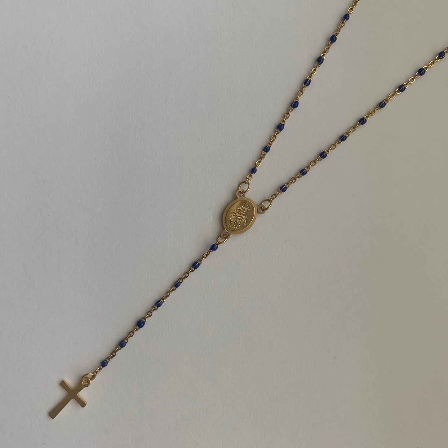 Gold Miraculous Medal Rosary Necklace