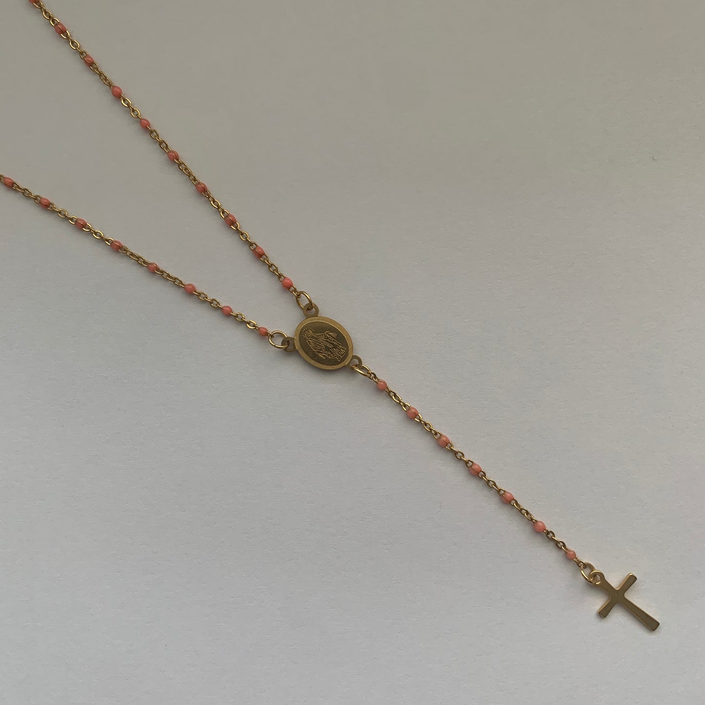 Gold Miraculous Medal Rosary Necklace