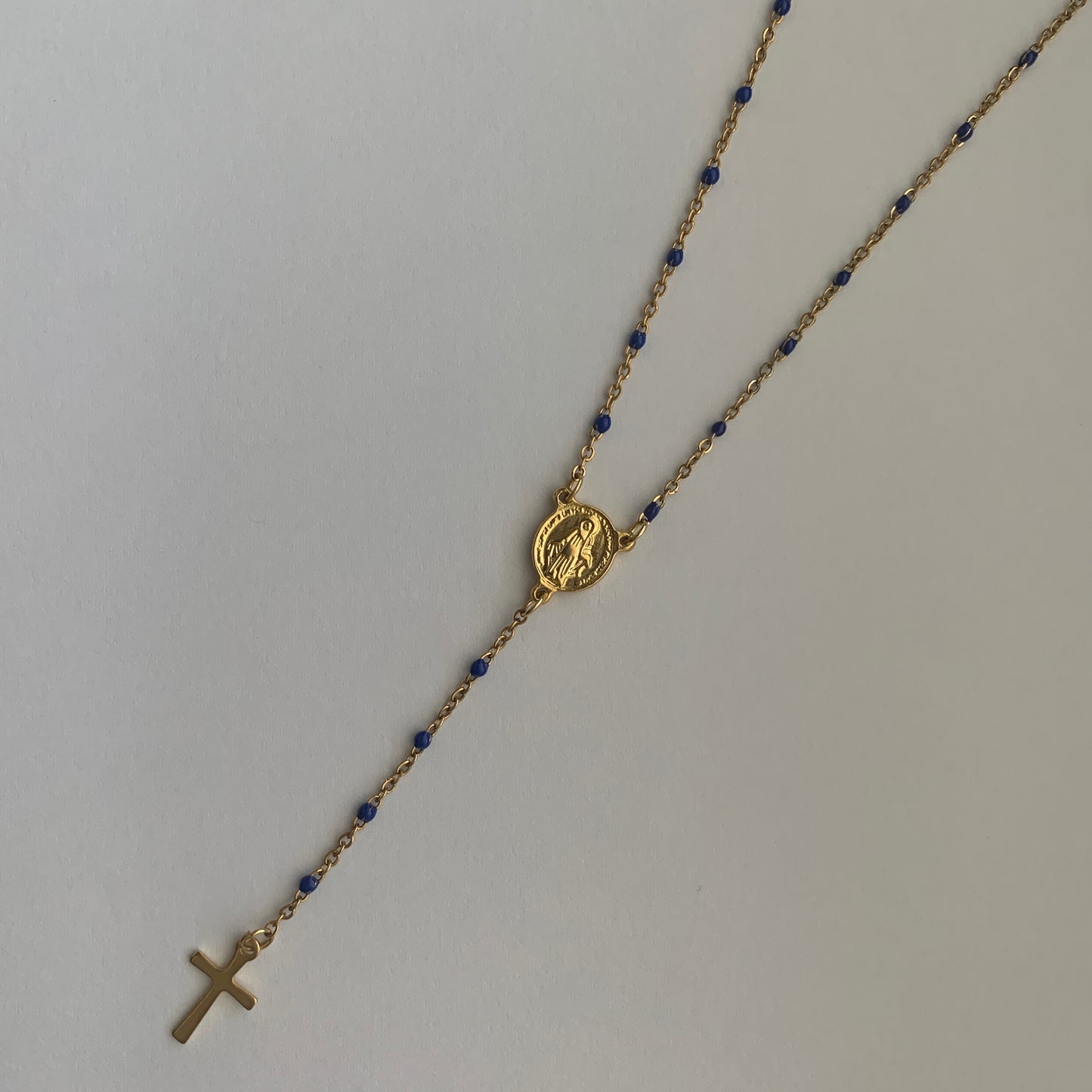 Gold Miraculous Medal Rosary Necklace