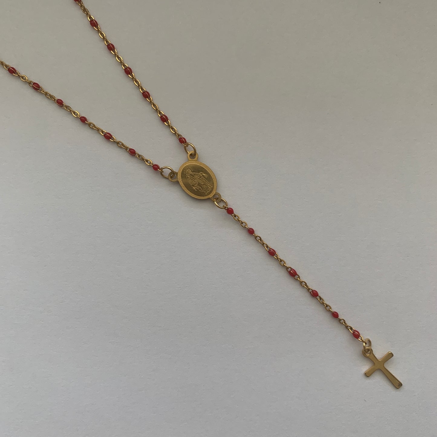 Gold Miraculous Medal Rosary Necklace