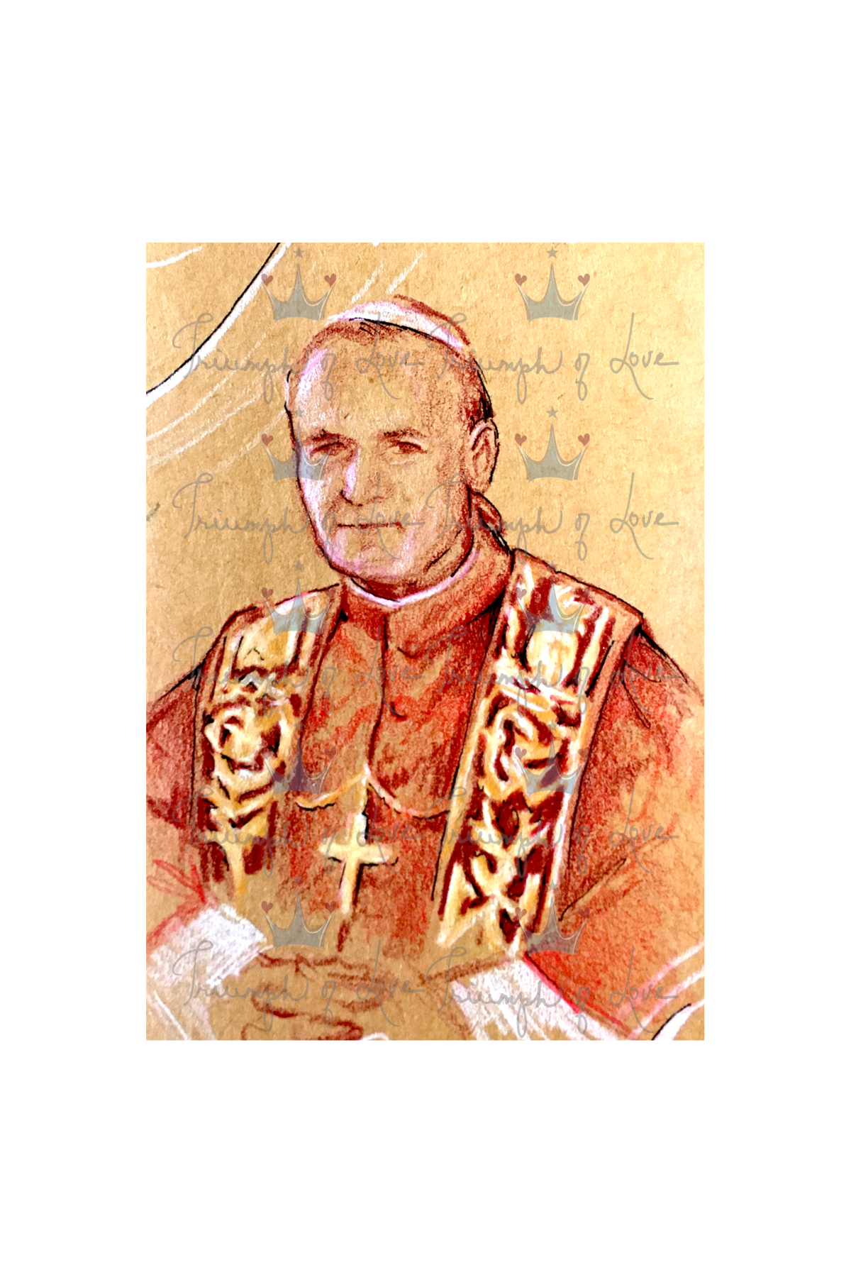Original St. John Paul II Portrait Color Print by SCTJM