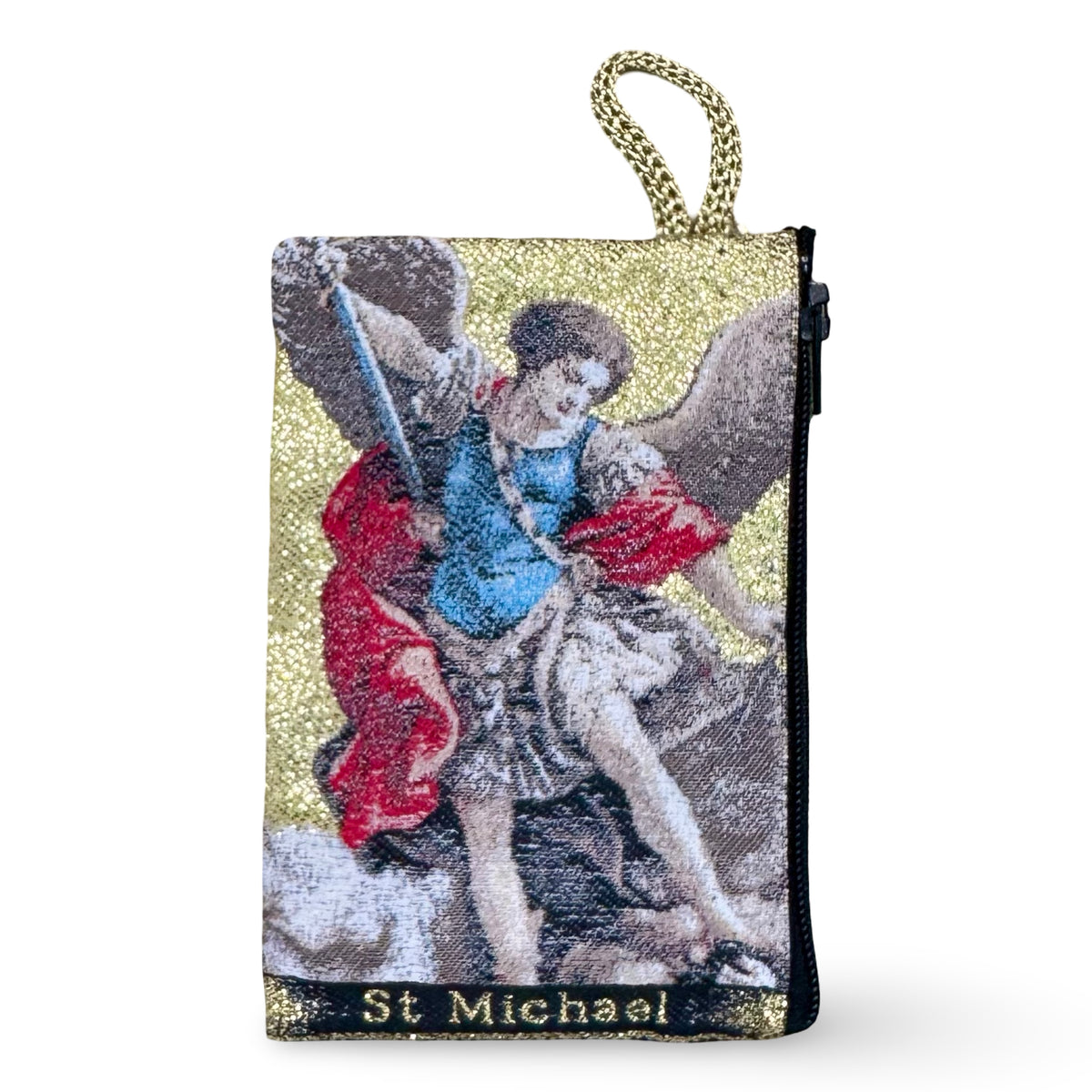 St. Michael and Queen of Peace Gold Zipper Pouch