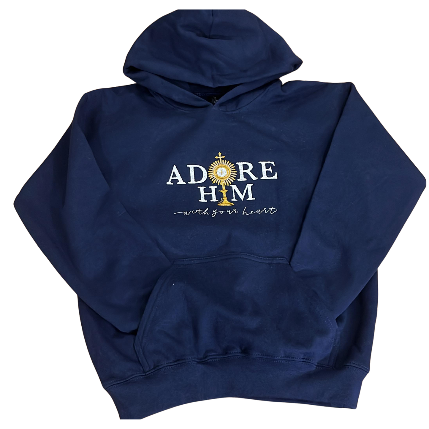 "Adore Him With Your Heart" Embroidered Hoodies for Kids by SCTJM