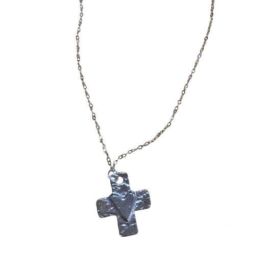 Heart Embellished Cross Necklace