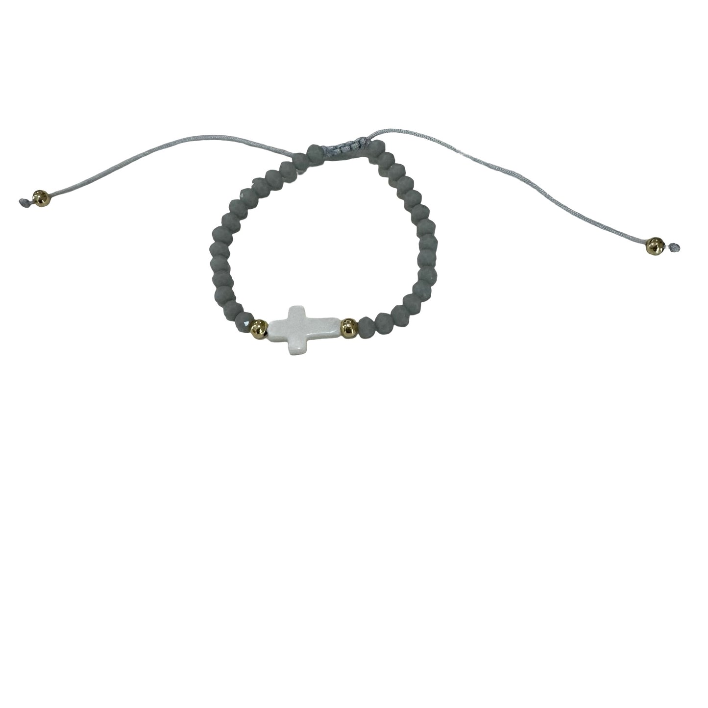 Simple Beaded Bracelet with Pearl Cross