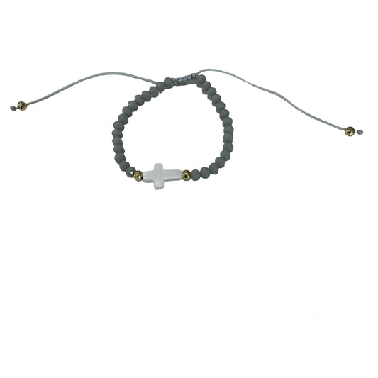 Simple Beaded Bracelet with Pearl Cross