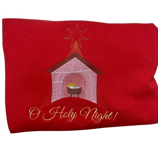 "O Holy Night" Embroidered Crewneck Sweater by SCTJM