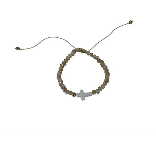 Simple Beaded Bracelet with Pearl Cross