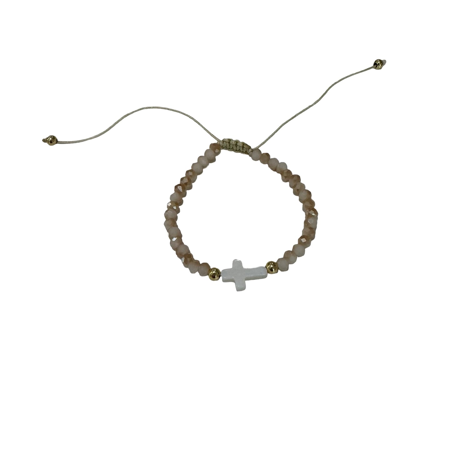 Simple Beaded Bracelet with Pearl Cross