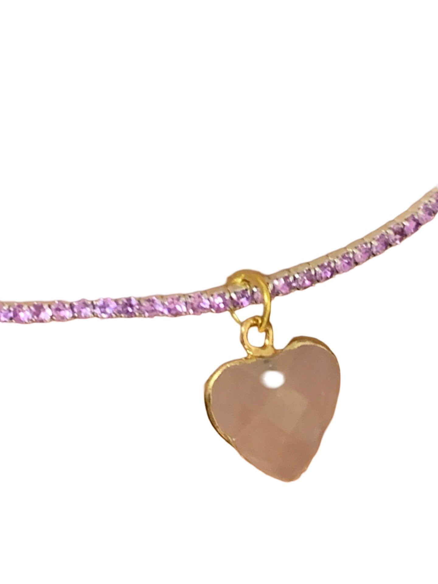 Rhinestone Bracelet with Purple Heart