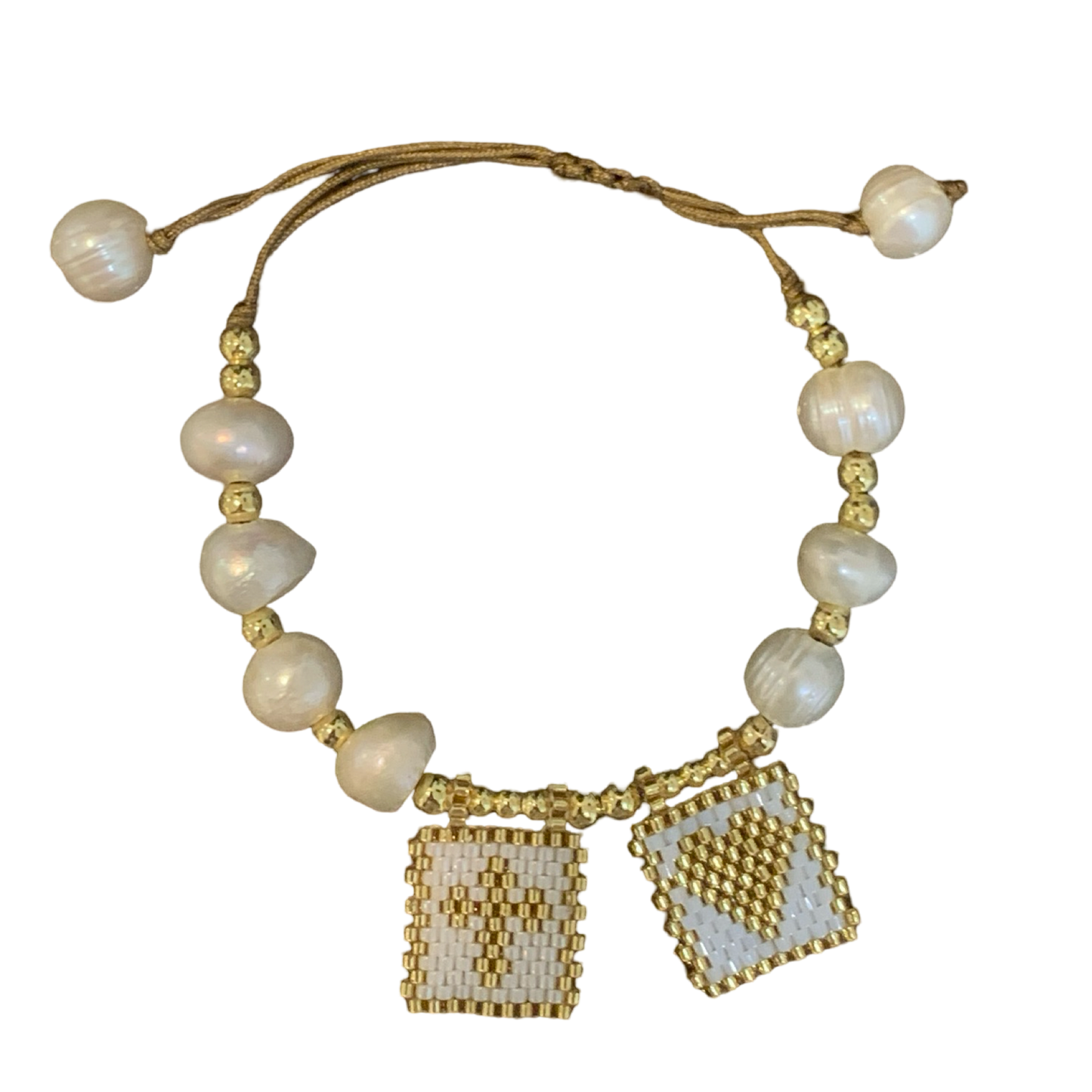 Pearl and Beaded Mosaic Beaded Scapular Bracelet