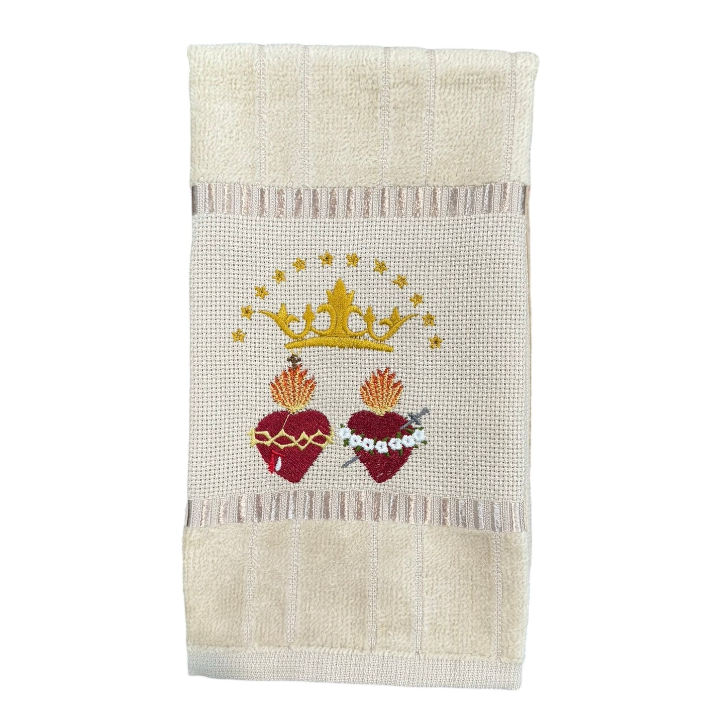 Two Hearts Embroidered Hand Towel by SCTJM
