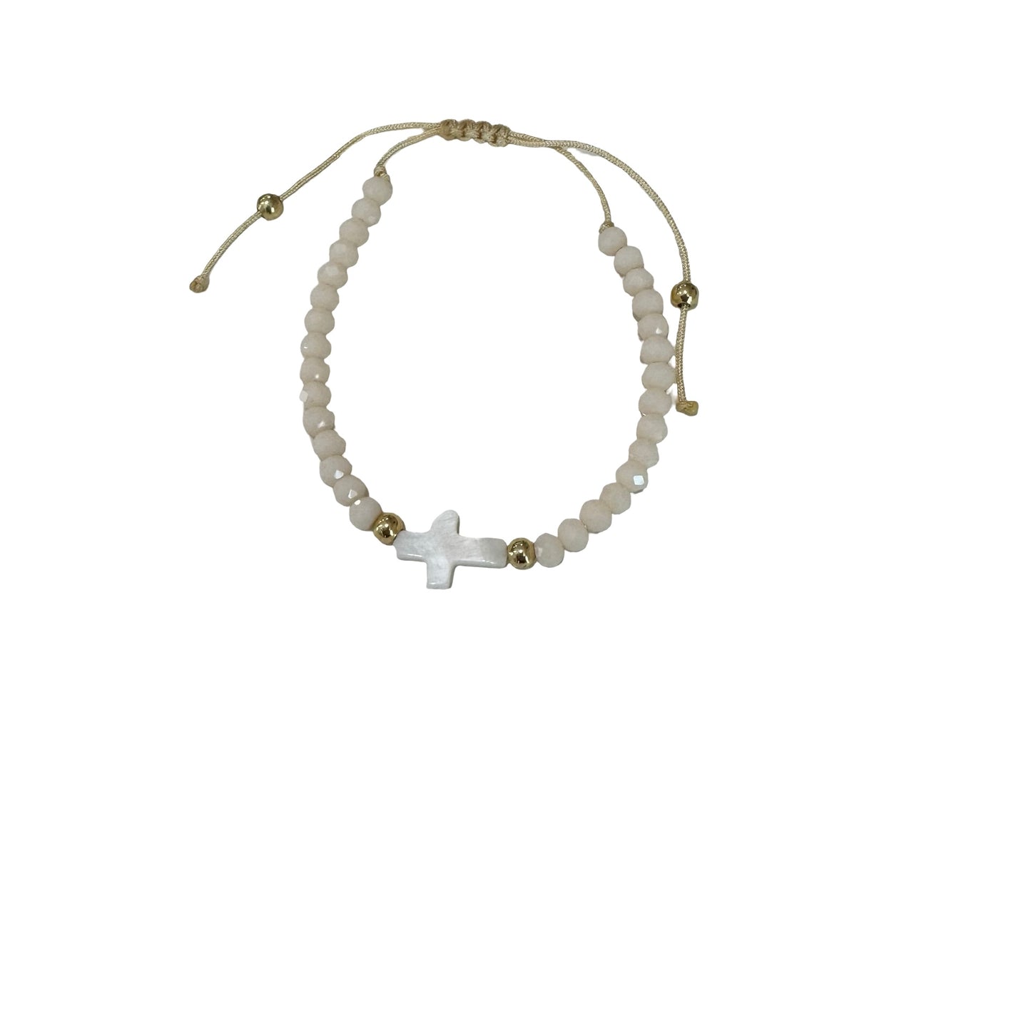 Simple Beaded Bracelet with Pearl Cross