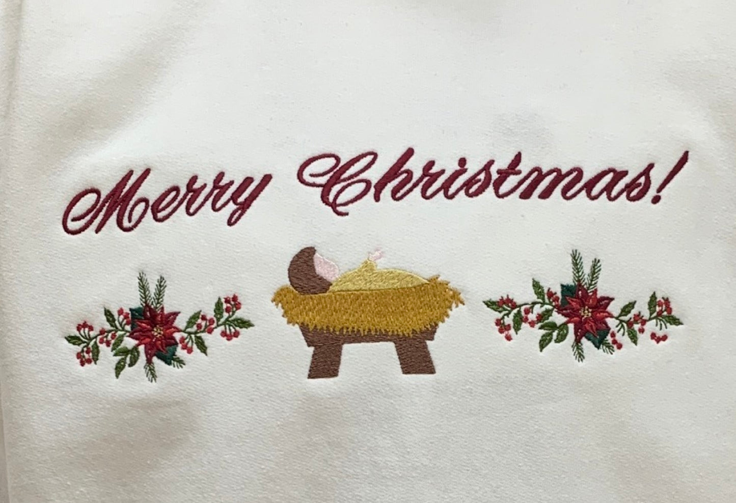"Merry Christmas" Embroidered Crewneck Sweater by SCTJM