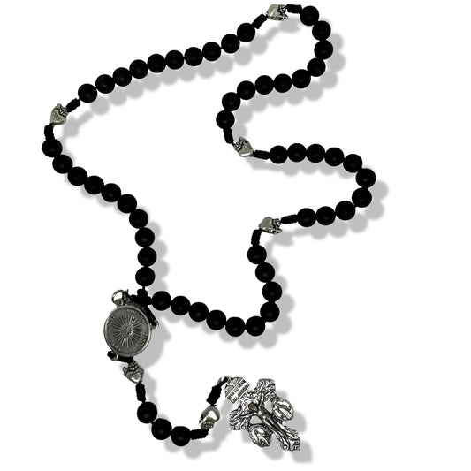 Holy Face of Jesus Rosary with Pierced Heart Beads and Pardon Cruciix