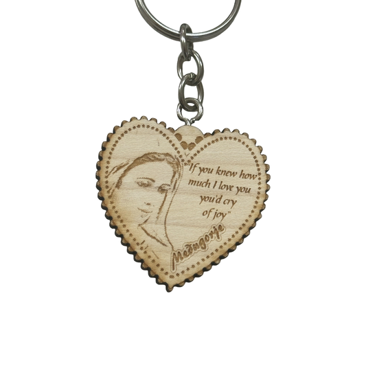 Queen of Peace Heart Keychain