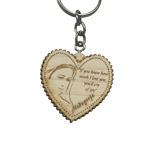 Queen of Peace Heart Keychain