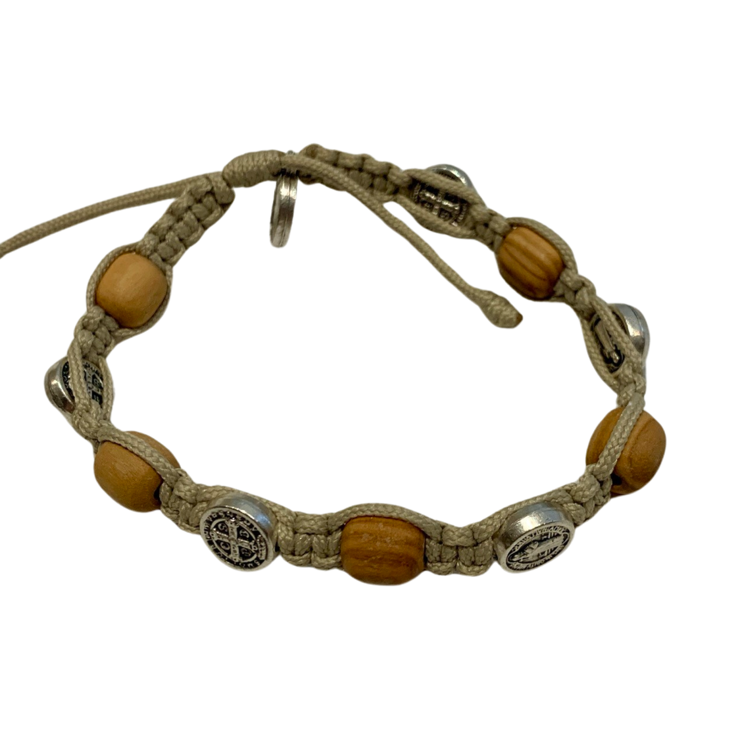 Wood Bead and St. Benedict Medal Decade Rosary Bracelet