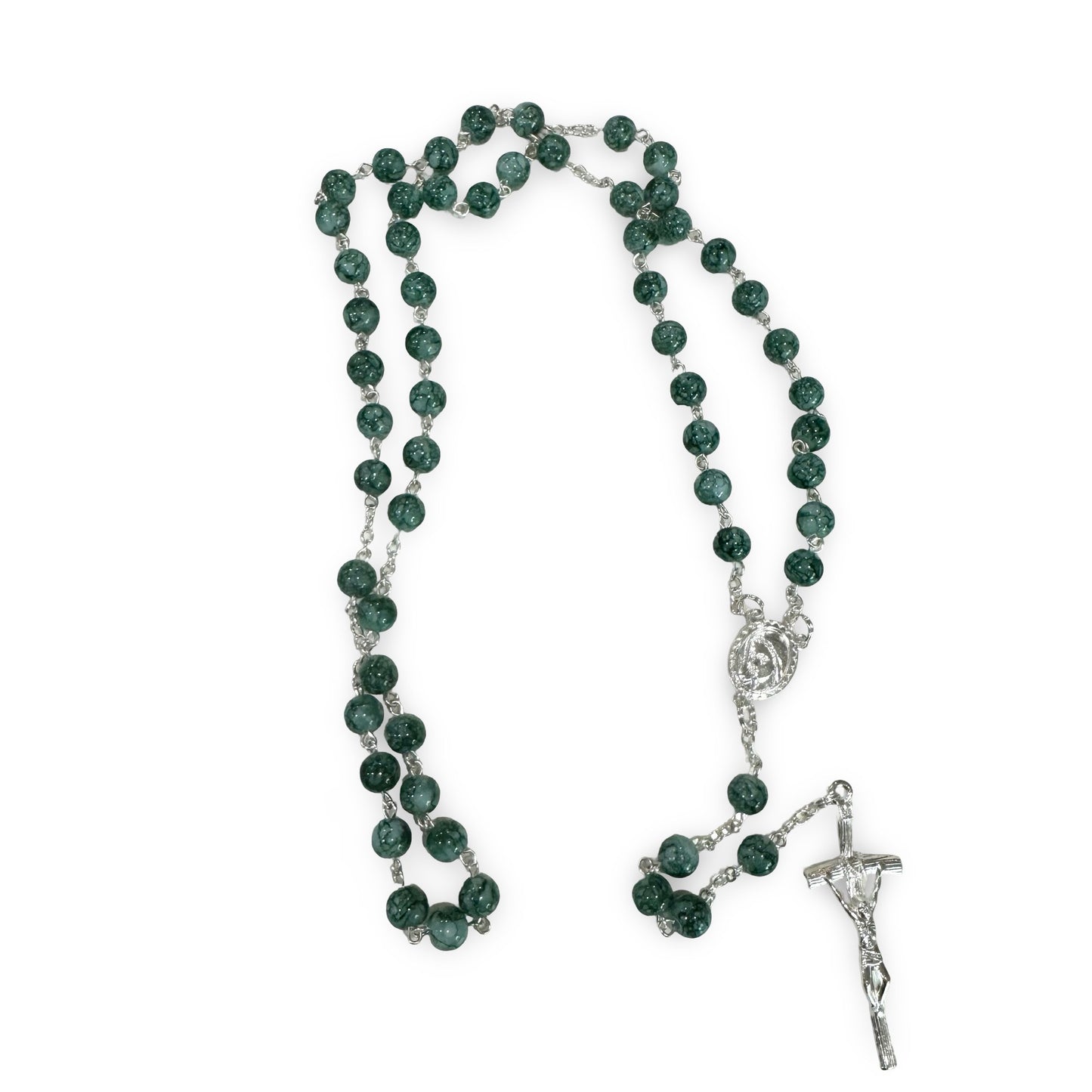 Marbled Fatima Rosary with Papal Crucifix