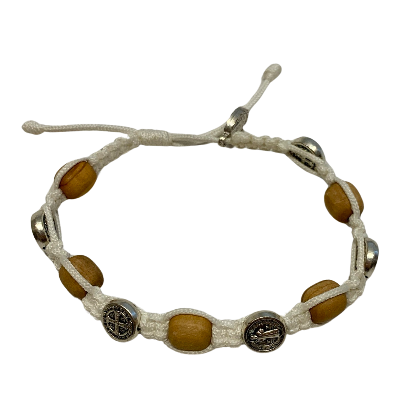Wood Bead and St. Benedict Medal Decade Rosary Bracelet