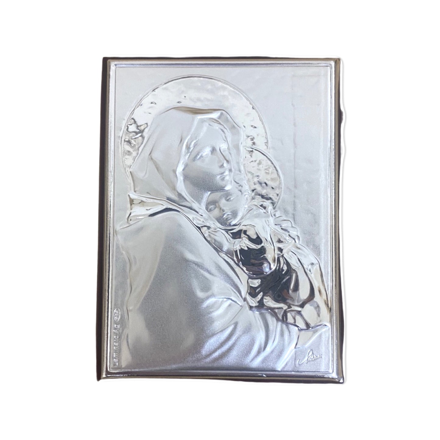 Square Silver Image of Our Lady of Maternal Love