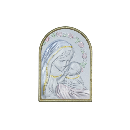 Arched Colored Silver Image of Our Lady of Tenderness