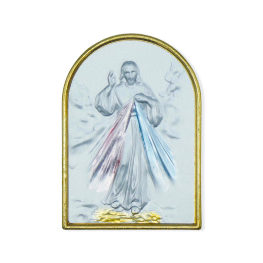 Arched Colored Silver Image of Divine Mercy