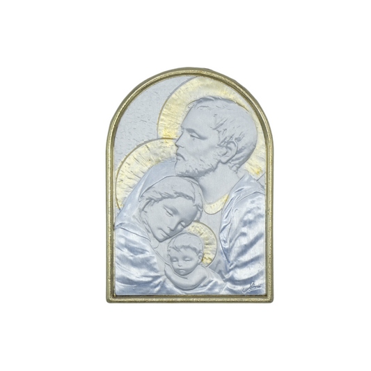 Arched Colored Silver Image of the Holy Family